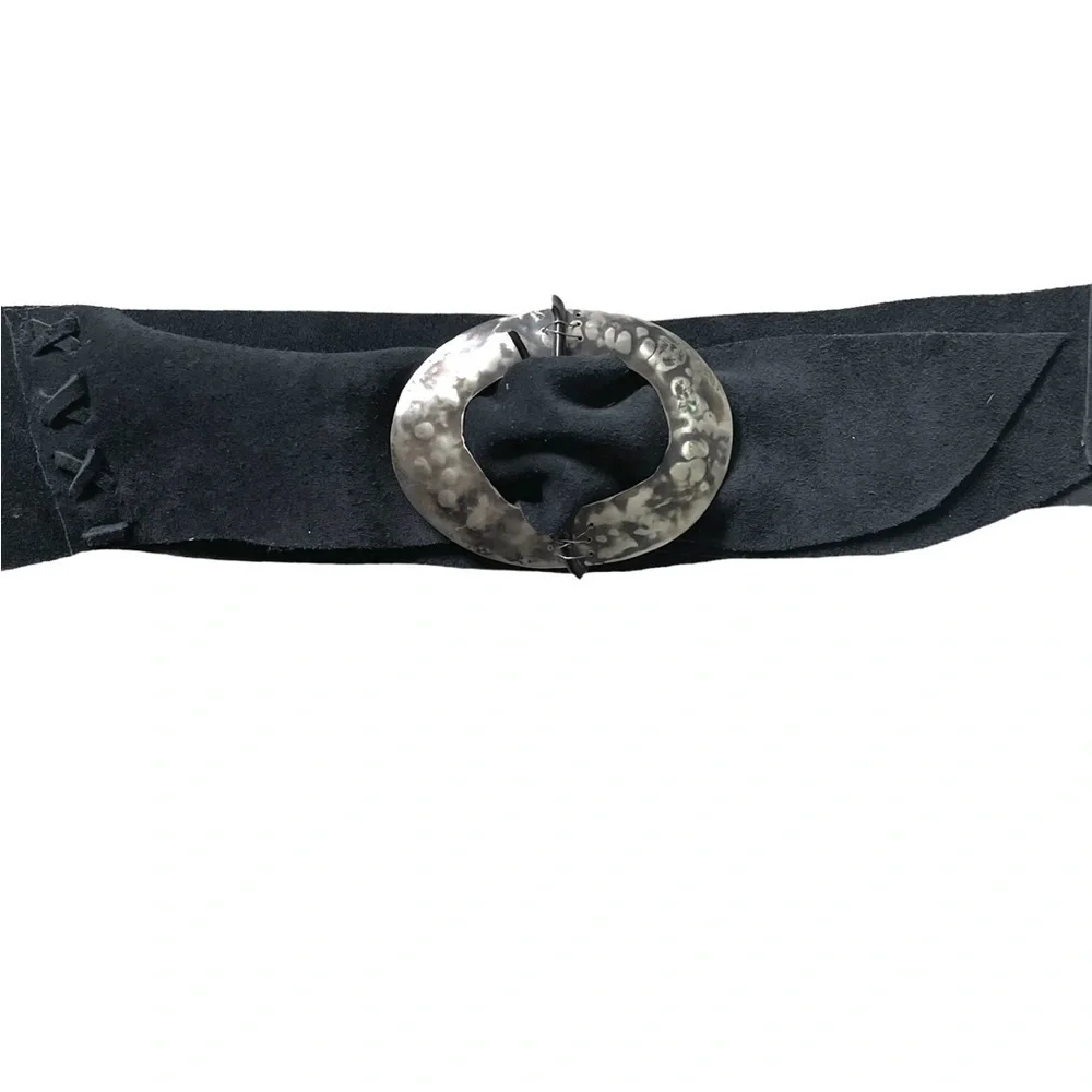 Handmade Black Suede Belt One Size